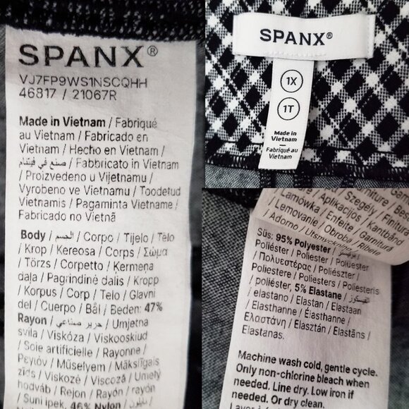 Spanx Super Smooth Perfect Fit Ponte Jacquard Wide Leg Black Plaid Checkered 1X - Picture 13 of 16